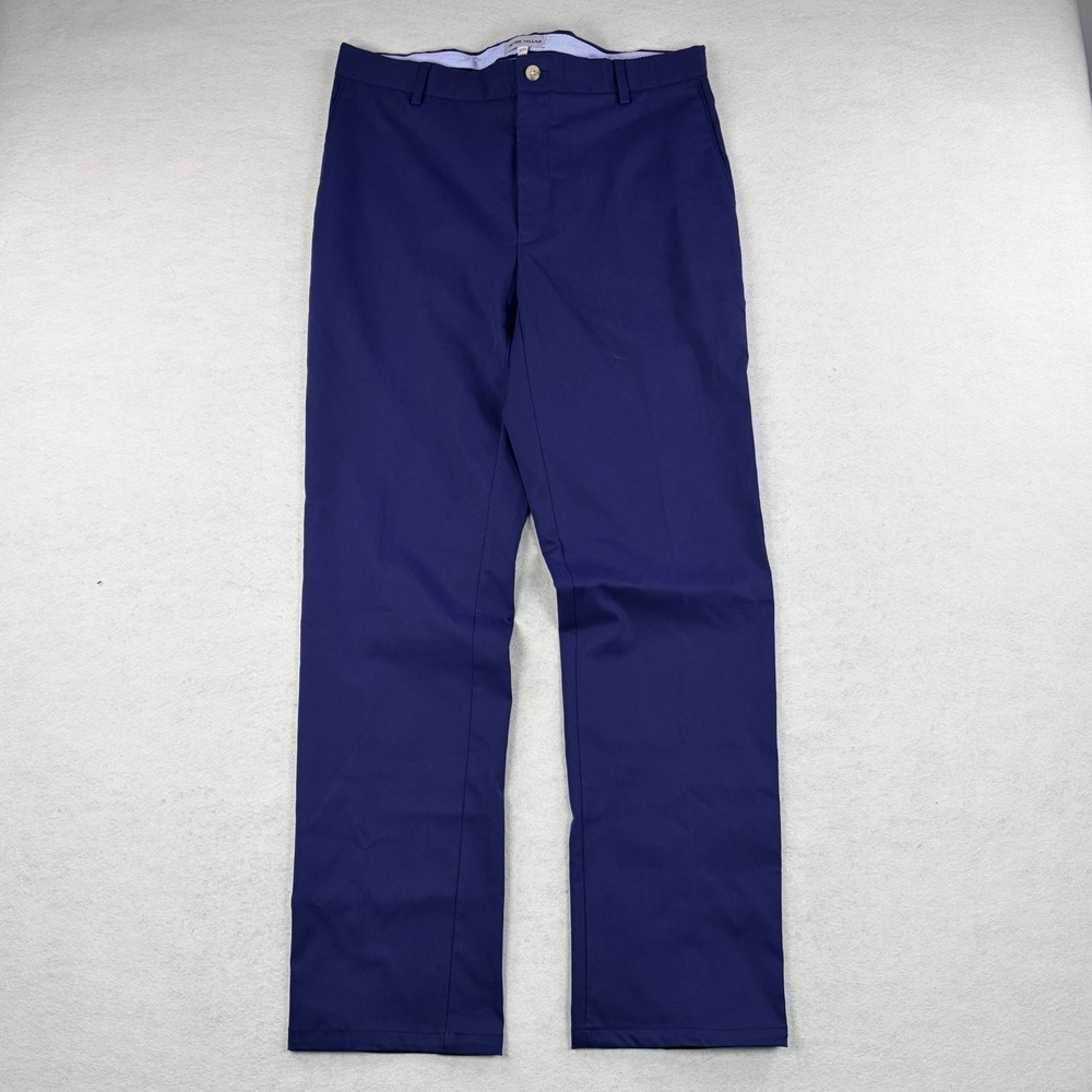 Peter Millar Men Navy Blue Performance Trousers Straight Leg Pants 33x32